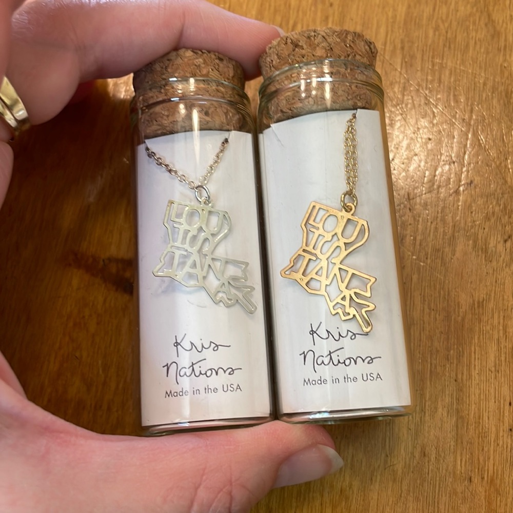 Kris Nations Sterling or 14k Gold State Necklace Louisiana